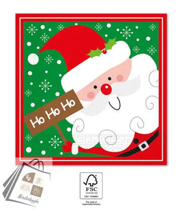 Karácsonyi Santa Claus Ho Ho Ho szalvéta 20 db-os 33x33 cm FSC