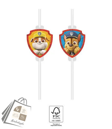 Mancs Őrjárat Rescue Heroes papír szívószál, 4 db-os szett FSC