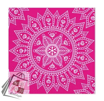 Mandala Fuchsia White szalvéta 20 db-os, 33x33 cm FSC