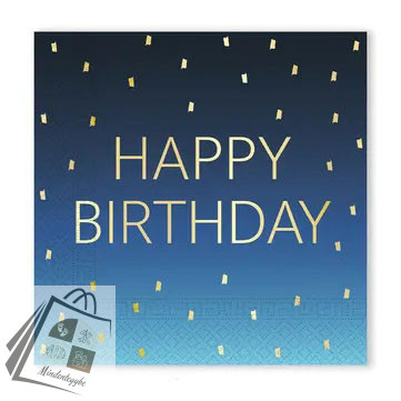 Happy Birthday Golden Blue szalvéta 20 db-os 33x33 cm FSC