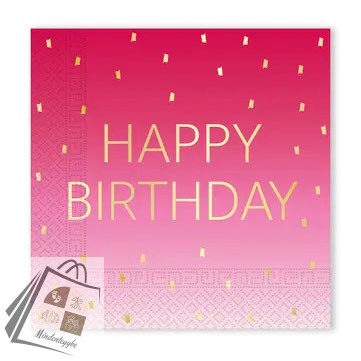Happy Birthday Golden Pink szalvéta 20 db-os 33x33 cm FSC