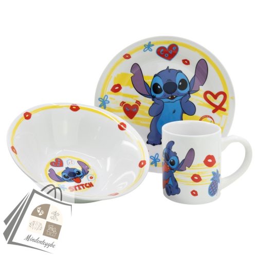 Disney Lilo és Stitch, A csillagkutya Heart porcelán étkészlet Díszdobozban