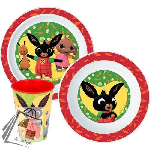 Bing Happy Bunny étkészlet, micro műanyag szett, pohárral 260 ml